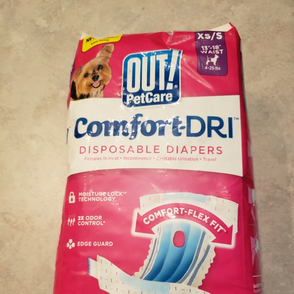 Dog diapers for X small/small  female dog. Opened and tried one.